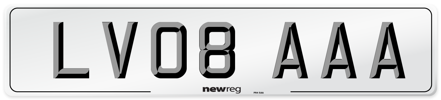 LV08 AAA Number Plate from New Reg